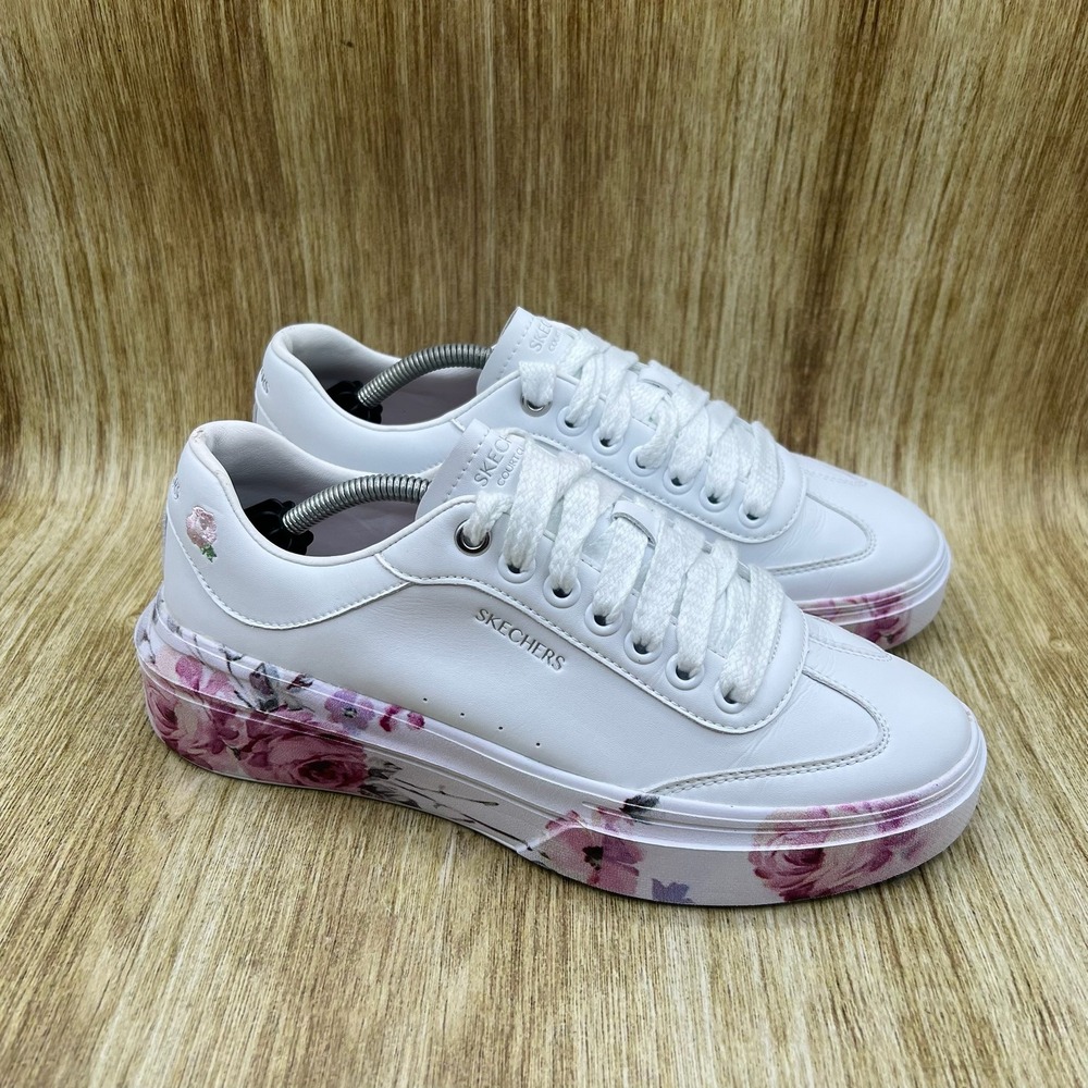 Skechers Cordova Classics Sneakers Women's Size 8.5 White Floral Platform 185062